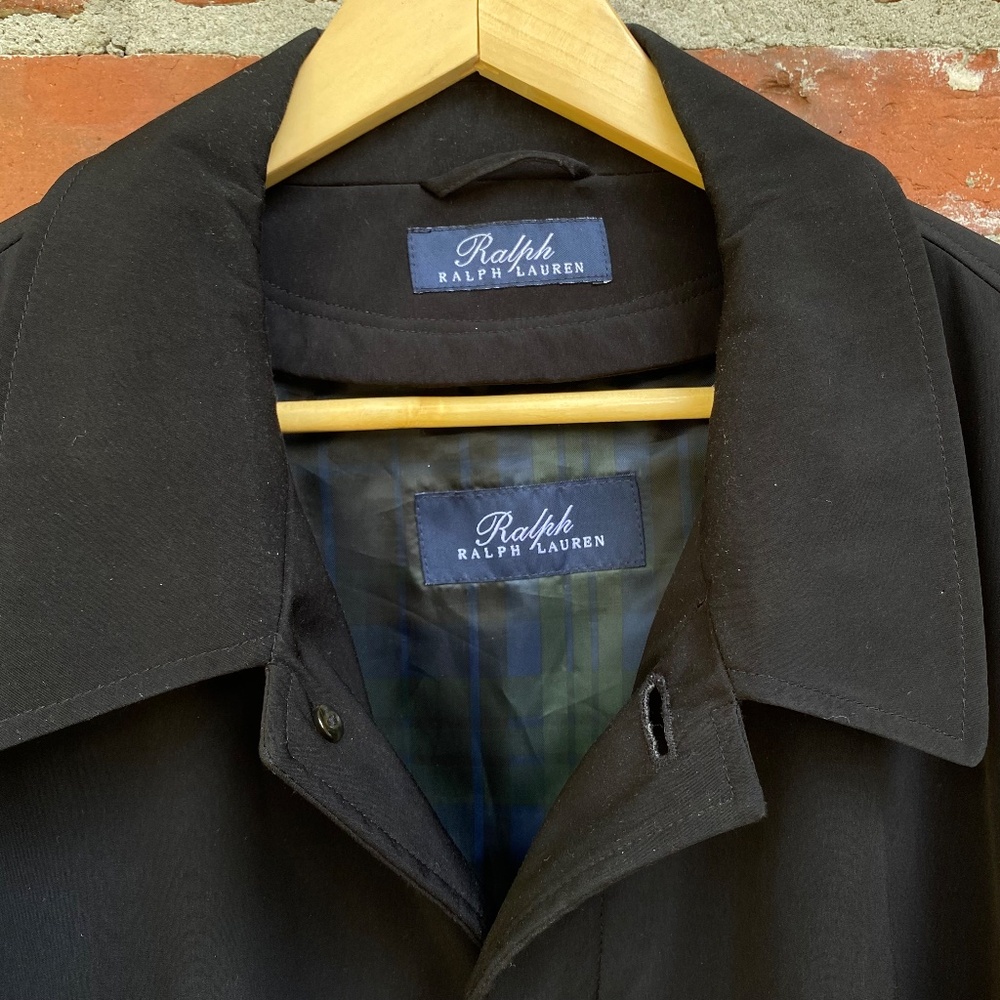 Ralph Lauren Black Raincoat 54R Big Tall Trench Coat Removable Liner - Picture 4 of 12